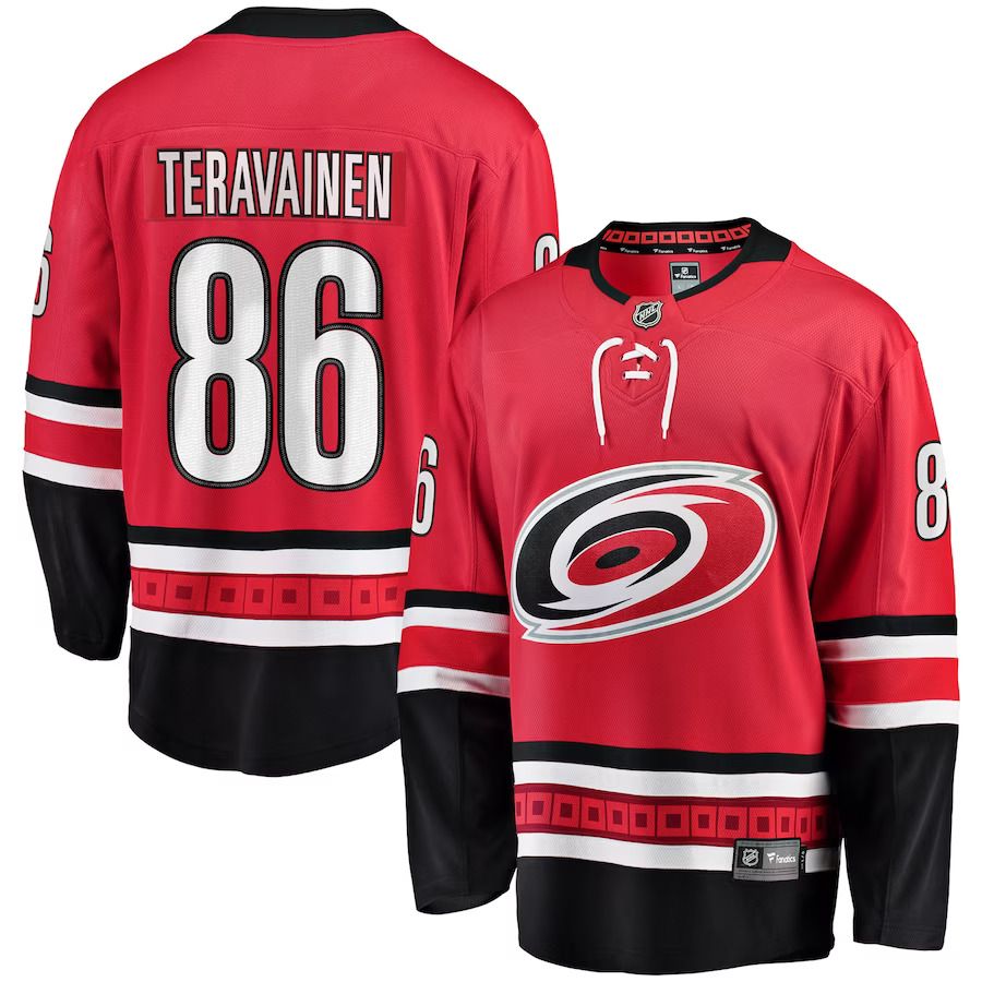 Men Carolina Hurricanes 86 Teuvo Teravainen Fanatics Branded Red Breakaway Player NHL Jersey